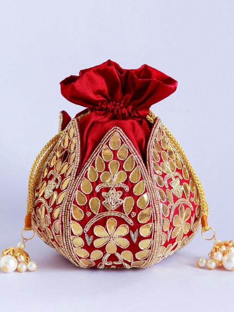 THE TAN CLAN Embroidered GotaPatti Potli Clutch - Image 3