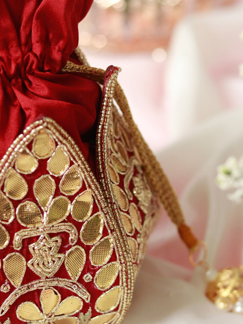 THE TAN CLAN Embroidered GotaPatti Potli Clutch - Image 5