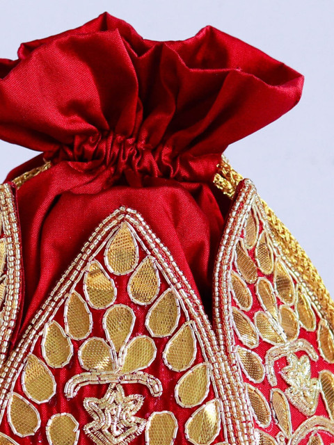 THE TAN CLAN Embroidered GotaPatti Potli Clutch - Image 4