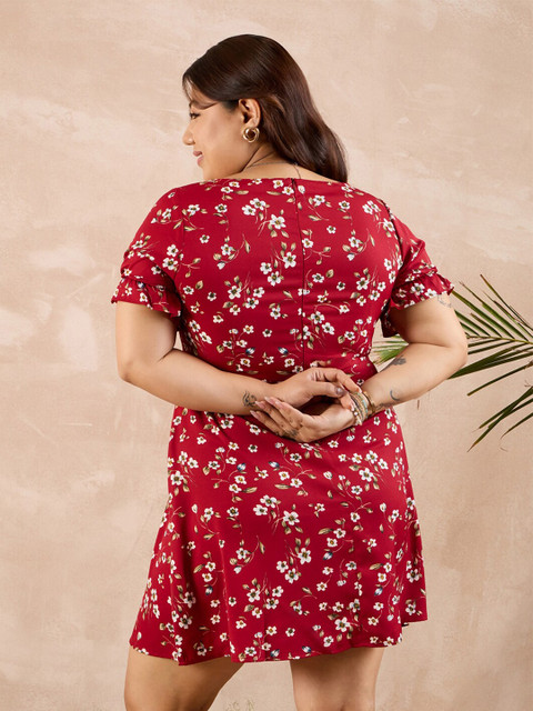 Berrylush Curve Plus Size Floral Printed Sweetheart Neck A-Line Dress - Image 5