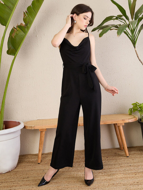 MAGRE Flex Fit Solid Black Jumpsuit