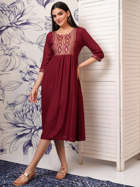 Vishudh Fit and Flare Midi Dress