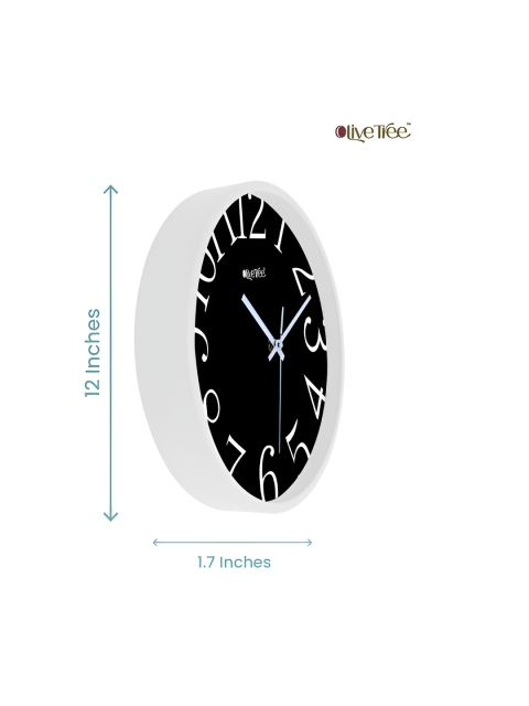OLIVE TREE White & Black Round Shaped Contemporary Analogue Wall Clock - Image 7