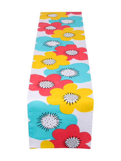 HOME9INE White & Blue Printed Jute Table Runner - Image 3