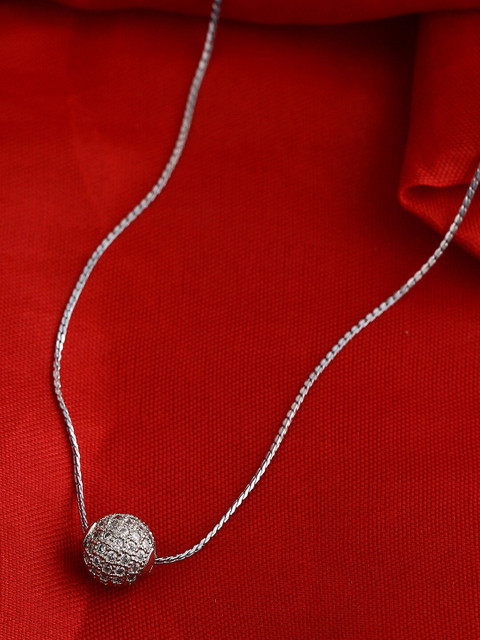 Shoshaa Brass Silver-Plated American Diamond Studded Chain