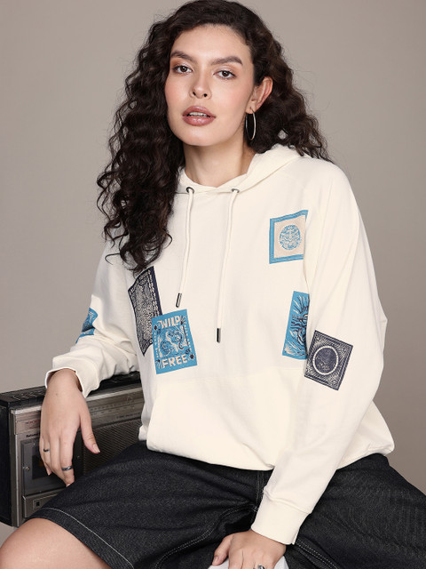 The Roadster Life Co. Graphic Printed Hooded Pure Cotton Sweatshirt