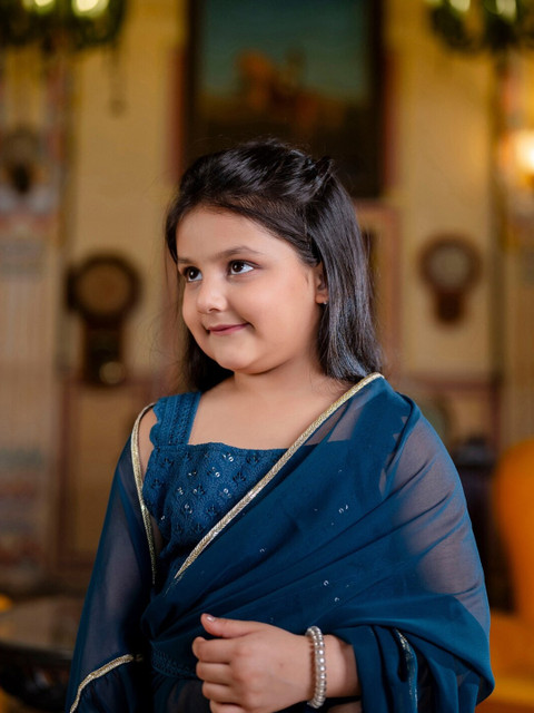 Cutiediva Embellished Sequinned Pure Georgette Ready to Wear Saree - Image 6