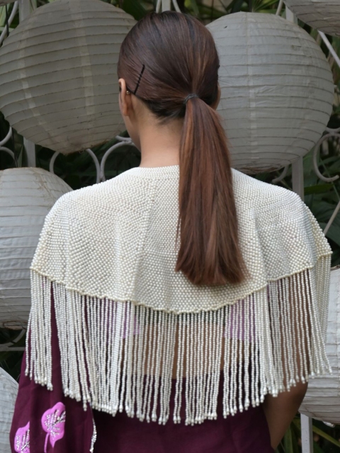 ODETTE Embellished Beads Beaded Cape Shrug - Image 4