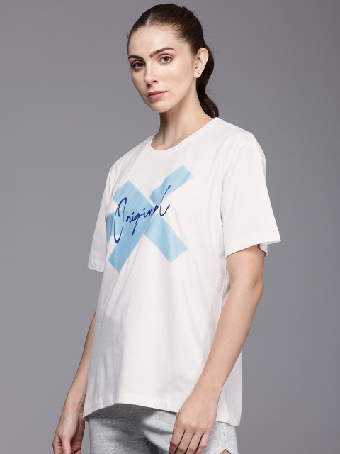 HRX by Hrithik Roshan Women Graphic Printed Pure Cotton Oversized T-shirt - Image 3