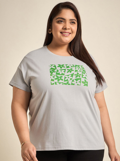 Sztori Typography Printed Short Sleeves Round Neck Cotton Applique T-shirt