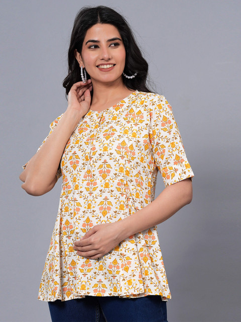 BAESD Floral Print Round Neck Maternity A-Line Top