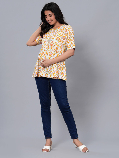 BAESD Floral Print Round Neck Maternity A-Line Top - Image 4