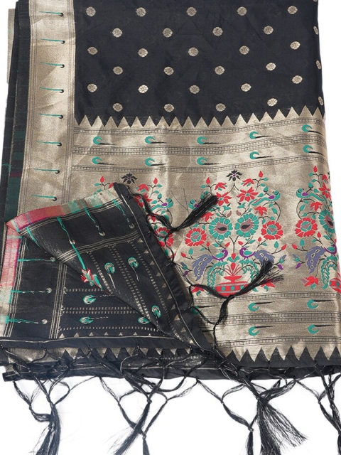 MUFFLY Woven Design Paithani Banarasi Silk Dupatta with Zari - Image 6