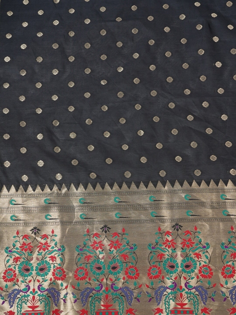 MUFFLY Woven Design Paithani Banarasi Silk Dupatta with Zari - Image 2