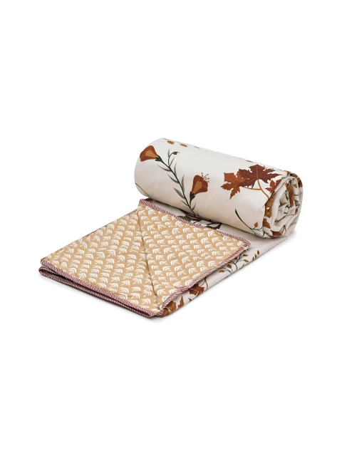 RRC Cream-Coloured Floral Polycotton 4 Pieces Double King Regular Bedding Set - Image 6
