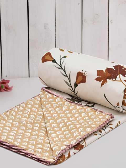 RRC Cream-Coloured Floral Polycotton 4 Pieces Double King Regular Bedding Set - Image 5