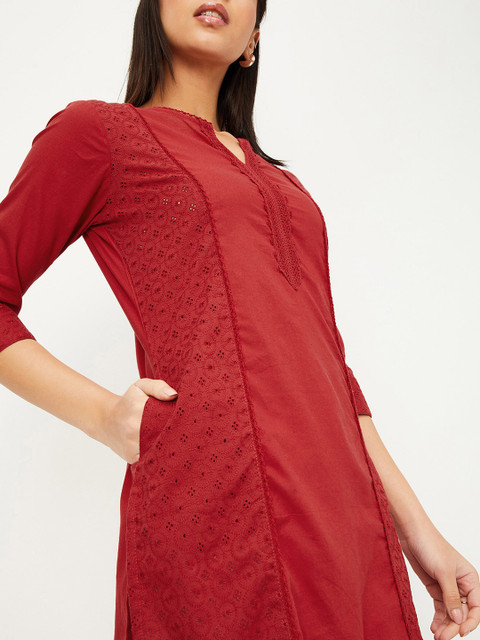 max Ethnic Motifs Embroidered Thread Work Kurta - Image 2