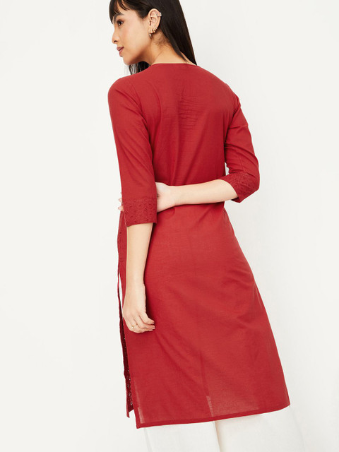 max Ethnic Motifs Embroidered Thread Work Kurta - Image 4