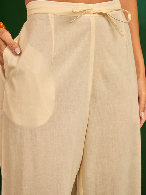 Sangria Embroidered Cotton Top With Palazzos Co-Ords - Image 3