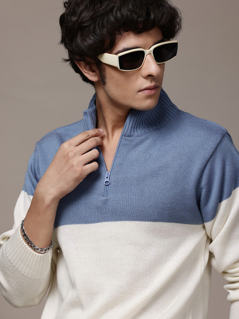 The Roadster Lifestyle Co. Mock Neck Colourblocked Pullover