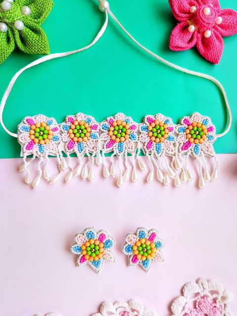 Sangria Gold-Plated Beaded Tasseled Necklace And Earrings