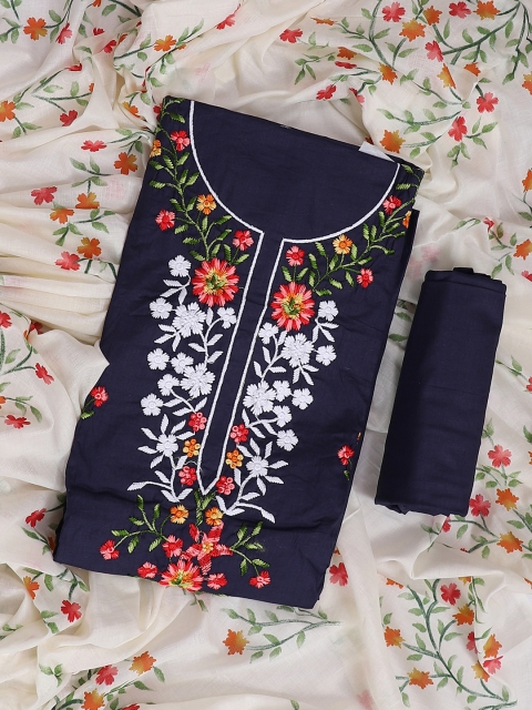 SALWAR STUDIO Embroidered Pure Cotton Unstitched Dress Material