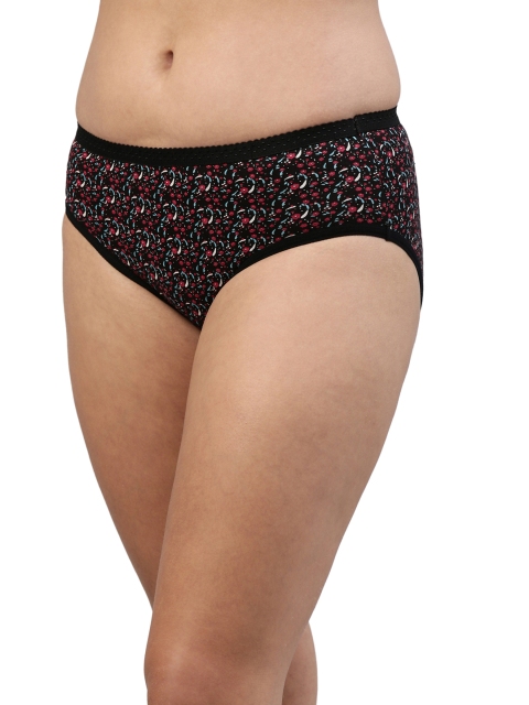 Feelings Pack Of 3 Assorted Floral Printed Cotton Mid-Rise Anti Microbial Hipster Briefs - Image 2