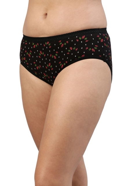 Feelings Pack Of 3 Assorted Floral Printed Cotton Mid-Rise Anti Microbial Hipster Briefs - Image 4