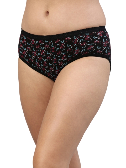 Feelings Pack Of 3 Assorted Floral Printed Cotton Mid-Rise Anti Microbial Hipster Briefs - Image 3