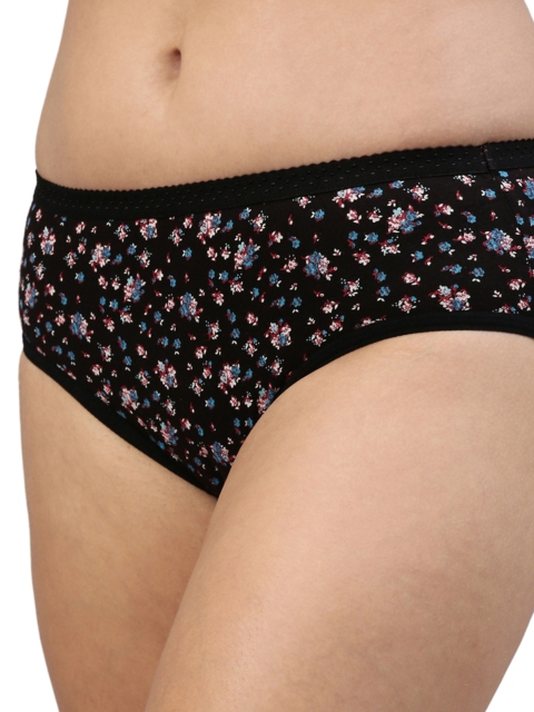 Feelings Pack Of 3 Assorted Floral Printed Cotton Mid-Rise Anti Microbial Hipster Briefs - Image 6