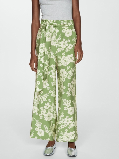 MANGO Women Floral Printed Trousers