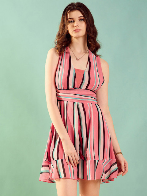 STYLECAST X KASSUALLY Striped Sleeveless Playsuit