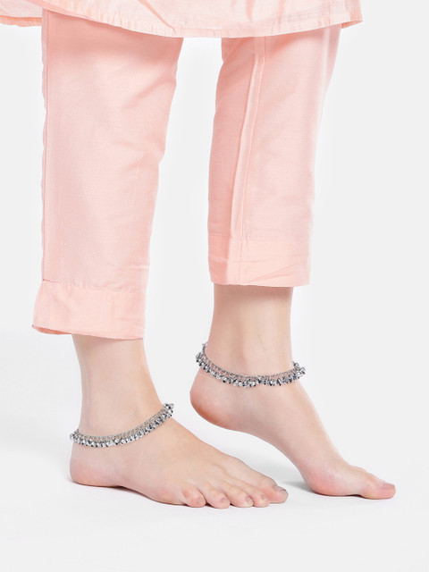 AITIHYA Silver-Plated Oxidised Anklet