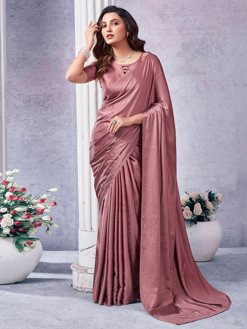 Mitera Embellished Beads and Stones Satin Saree