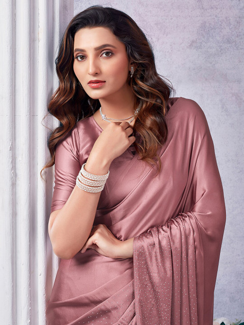 Mitera Embellished Beads and Stones Satin Saree - Image 5