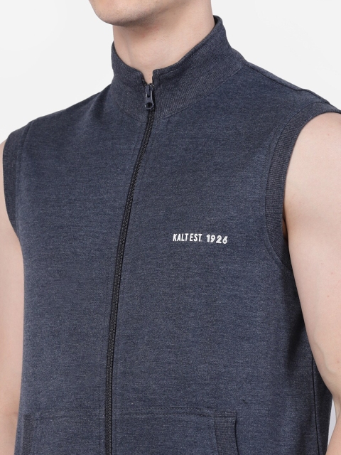Kalt Mock Collar Sleeveless Zipper Fleece Front-Open Sweatshirt - Image 2