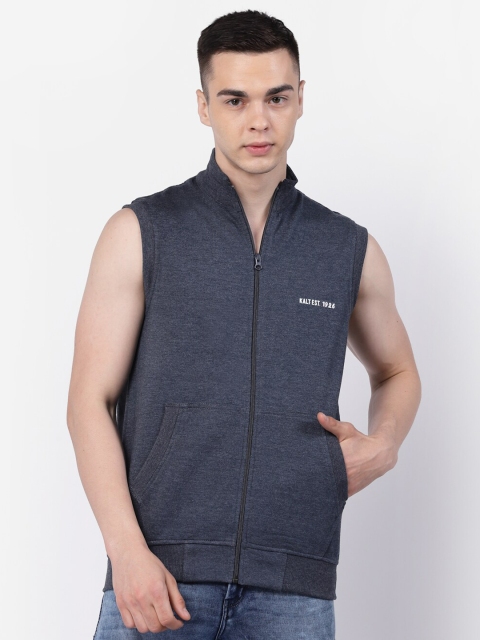 Kalt Mock Collar Sleeveless Zipper Fleece Front-Open Sweatshirt