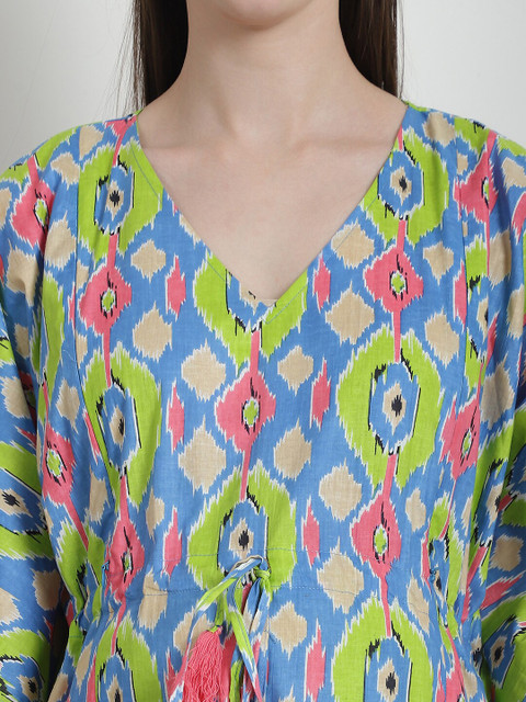 Secret Wish Printed Pure Cotton Maxi Maternity Kaftan Nightdress - Image 2