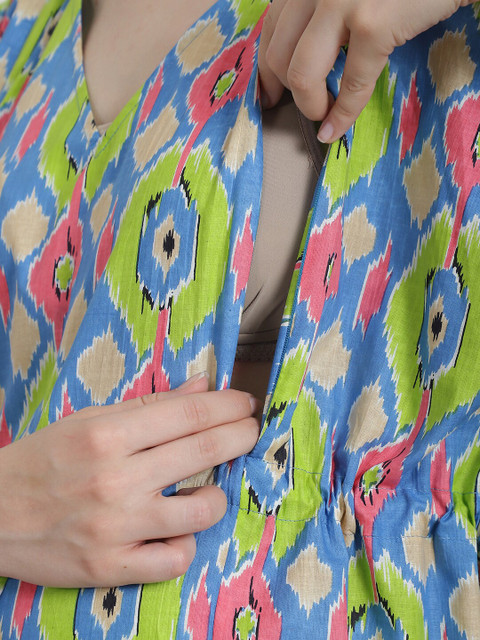 Secret Wish Printed Pure Cotton Maxi Maternity Kaftan Nightdress - Image 7