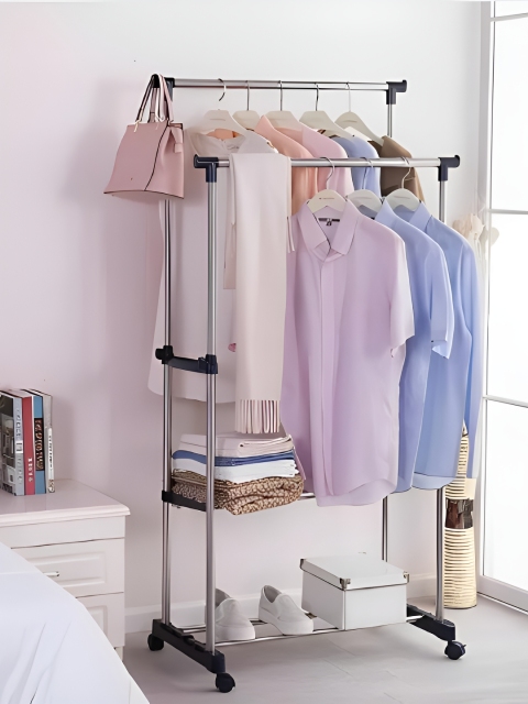 KriShyam Steel Double-Pole Clothes Hanger Stand - Image 3