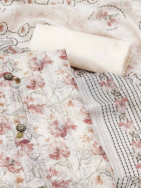 Peachmode Printed Linen Unstitched Dress Material - Image 2