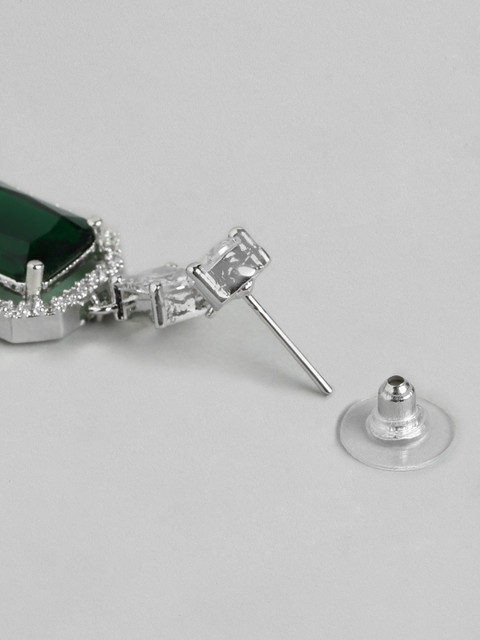 Anouk Silver-Plated American Diamond Contemporary Drop Earrings - Image 5