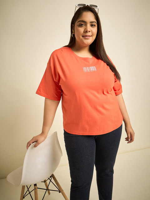 Sztori Plus Size Round Neck Drop-Shoulder Sleeves Cotton T-shirt - Image 6