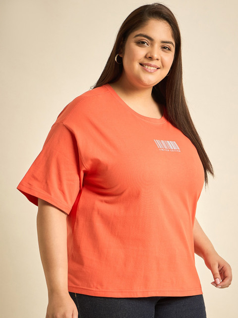 Sztori Plus Size Round Neck Drop-Shoulder Sleeves Cotton T-shirt - Image 3