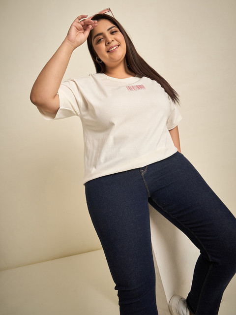 Sztori Plus Size Round Neck Drop-Shoulder Sleeves Cotton T-shirt - Image 6