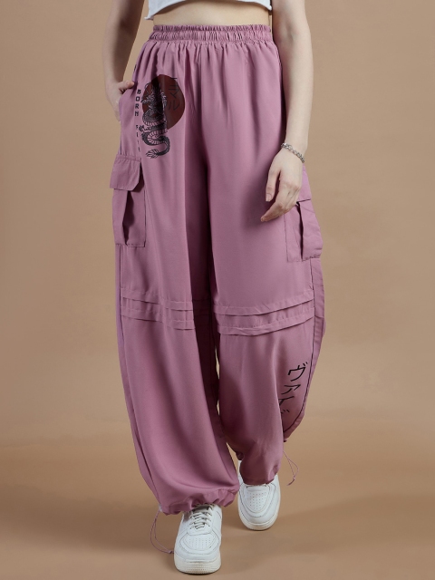 The Roadster Lifestyle Co. Women Graphic Printed Baggy Fit Joggers