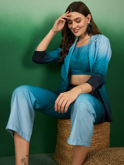 Sangria Ombre Printed Scoop Neck Co-Ords Set