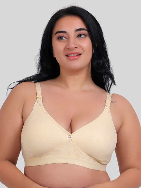 Fabme Plus Size Full Coverage Non Padded Cotton Nursing Bra-All Day Comfort