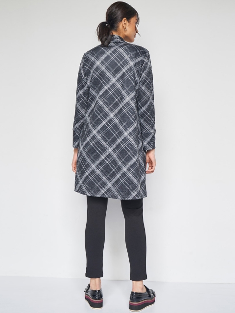 AND Checked Collarless Long Sleeves Longline Shrug - Image 4