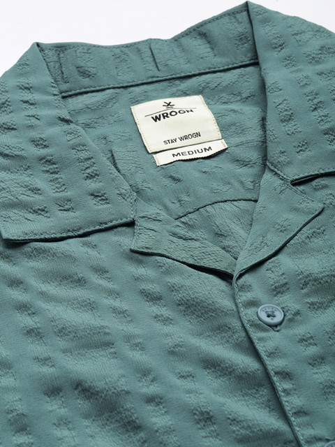 WROGN Seersucker Cuban Collar Casual Shirt - Image 2